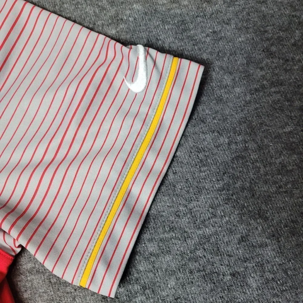 Nike Dri Fit NFL Kansas City Chiefs Mens Size S Polo Shirt Red Stripe Sleeve